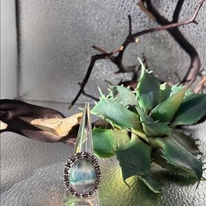 Size 7.5  delicious dendrite opal antique silver ring